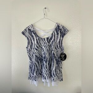 Elegant Navy and White Blouse